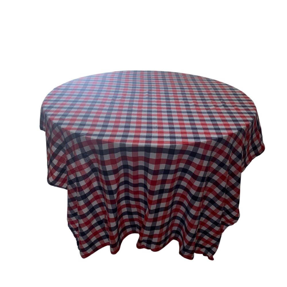 Americana Plaid Red White Blue Nantucket Rectangular Tablecloth 60x102 Patriotic